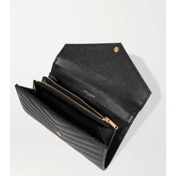 Yves Saint Laurent Black Leather Wallet with Gold Logo - Picture 8 of 8